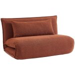 Sweeek - chauffeuse convertible 2 places en bouclette textur�e terracotta l 120 x p 80 x h 66 cm - fleeep ...