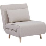 Sweeek - chauffeuse convertible tissu pi�tement bois 1 place beige guest