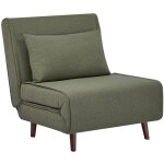 Sweeek - chauffeuse convertible tissu pi�tement bois 1 place kaki guest