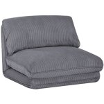 Sweeek - chauffeuse matelas gris convertible velours c�tel� grosse c�te 1 place cosy