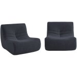 Sweeek - chauffeuse tissu effet alpaca 2 places, bleu nuit, style contemporain, l 91 x p 105 x h 72cm ...
