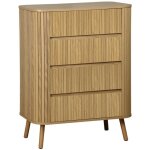 Sweeek - commode 4 tiroirs, dcor stri naturel, l 80x p 45 h 100cm