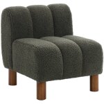 Sweeek - fauteuil enfant pieds arrondis bois d'h�v�a et bouclette kaki l 47 x p 56, 5 x h 52, 5cm - angel ...