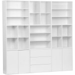 Sweeek - kit �tag�re, biblioth�que d�cor bois blanc 9 �l�ments 100% modulable l 210 x p 35 x h 210cm ...