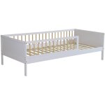 Sweeek - lit enfant 90 x 190 cm pin naturel sommier � lattes inclus blanc - elio