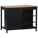 Sweeek - lot central de cuisine molene. plateau en bois d'hva. 120x75cm. noir. 5 tagres. 1 porte. ...