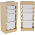 Meuble de rangement enfant 4 bacs de rangement. 41. 5 x 30 x 89cm (lot de 2) naturel