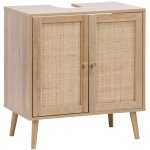 Meuble sous lavabo décor bois et cannage bohème 65 x 40 x 70 cm naturel Meuble sous lavabo décor bois et cannage bohème 65 x 40 x 70 cm naturel
