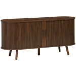 Sweeek - meuble tv scandinave 2 portes coulissantes, 4 compartiments, effet bois rainuré noyer, l120 ... Sweeek - meuble tv scandinave 2 portes coulissantes, 4 compartiments, effet bois rainuré noyer, l120 ...