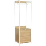 Sweeek ? dressing modulable blanc avec penderie, 2 tiroirs et �tag�re ? dimensions l 60 x p 48 x h 190 ...