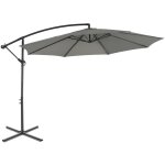 Parasol d�port� �350cm - hardelot - coloris kaki. structure anthracite. manivelle anti - retour. 8 baleines. ...