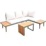 Sweeek ? salon de jardin modulable 4 places ? structure en bois d'acacia et aluminium ? dimensions 140 ...