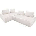 Sweeek - set de 2 chauffeuses pour canap� modulable tissu bouclette cr�me 2 places bao, l 180 x p 90 ...