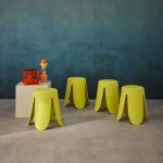 Sweeek - set de 4 tabourets empilables simili cuir jaune, niki �30 / 44 x h46cm