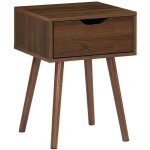 Sweeek - table de chevet décor bois teinté noyer. 1 tiroir. pieds compas Sweeek - table de chevet décor bois teinté noyer. 1 tiroir. pieds compas