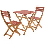 Table de jardin pliante bois d'acacia + 2 assises terracotta hilora . table carr�e