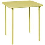 Table de jardin m�tal 2 places. jaune. amelia. 70x70cm. traitement antirouille. lattes et bords arrondis ...