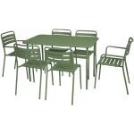 Table de jardin mtal + 4 assises vert en acier. amelia. 120 x 70 x 72. 5 cm