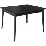 Sweeek - table � manger rectangulaire extensible bois d'h�v�a et placage ch�ne noir 4 - 6 places - 110 ...