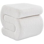 Sweeek - tabouret / pouf design rev�tement bouclette cr�me 1 place l 43 x p 47 x h 44cm - sasha