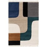 Sweeek - tapis int�rieur shaggy, motifs g�om�triques, cr�me 120 x 170 cm