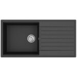 Swiss aqua technologies - 100x50 cm �vier avec �gouttoir r�versible en granite, � encastrer, noir (satsinkgqk1 ...