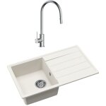 Swiss aqua technologies 76x44 cm évier avec égouttoir réversible en granite à en castrer + mitigeur avec ... Swiss aqua technologies 76x44 cm évier avec égouttoir réversible en granite à en castrer + mitigeur avec ...