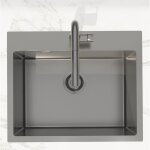 Swiss aqua technologies aurum Évier de cuisine encastrable inox 304, 1 bac, 55x45x21 cm, gun metal brossé ... Swiss aqua technologies aurum Évier de cuisine encastrable inox 304, 1 bac, 55x45x21 cm, gun metal brossé ...