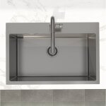 Swiss aqua technologies aurum �vier de cuisine encastrable en inox 304, 68x45x21 cm, gun metal bross� ...