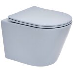 Swiss aqua technologies infinitio wc suspendu sans bride en c�ramique avec abattant softclose, bleu mat ...