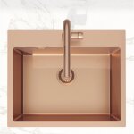 Swiss aqua technologies aurum Évier de cuisine encastrable inox 304, 1 bac, 55x45x21 cm, cuivre brossé ... Swiss aqua technologies aurum Évier de cuisine encastrable inox 304, 1 bac, 55x45x21 cm, cuivre brossé ...