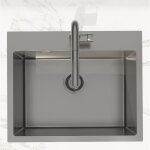 Swiss aqua technologies aurum Évier de cuisine encastrable inox 304, 1 bac, 55x45x21 cm, gun metal brossé ... Swiss aqua technologies aurum Évier de cuisine encastrable inox 304, 1 bac, 55x45x21 cm, gun metal brossé ...