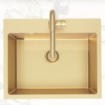 Swiss aqua technologies - aurum Évier de cuisine encastrable inox 304, 1 bac , 55x45x21 cm, or brossé ... Swiss aqua technologies - aurum Évier de cuisine encastrable inox 304, 1 bac , 55x45x21 cm, or brossé ...