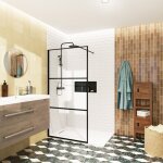 Swiss aqua technologies - walk - in 110x200cm paroi en verre s�rigraphi� 8 mm anticalcaire, avec bras ...