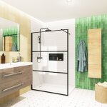 Swiss aqua technologies - walk - in 140x200cm paroi en verre s�rigraphi� 8 mm anticalcaire, avec bras ...