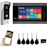 Systme d'interphone vido, camra de sonnette vido wifi avec moniteur 7', sonnette filaire, camra ...
