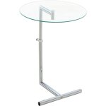 Décoshop26 - table d'appoint bout de canapé hauteur réglable avec plateau en verre et support en métal ... Décoshop26 - table d'appoint bout de canapé hauteur réglable avec plateau en verre et support en métal ...