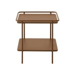 Table d'appoint carr�e 2 plateaux en m�tal 45x45cm - terracotta - saranda