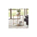 M&s - table d'appoint carr�e 39x55 cm en verre et m�tal dor�