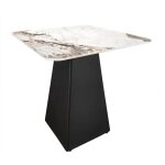 Meubletmoi - table d'appoint carr�e c�ramique marbr� beige pied trap�ze - oswald