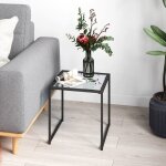 Table d'appoint carre d'extrieur de 43 cm en verre tremp cadre en mtal assemblage facile petite table ...