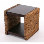 Hhg - jamais utilis] table d'appoint chevet tabouret bout de canap lucca rotin kubu lianes de bananier ...