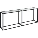 Table d'appoint console d'entre meuble de salon 200 x 35 x 75, 5 cm verre tremp transparent et acier ...