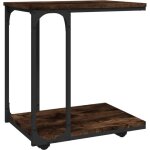 Table d'appoint console d'entr�e meuble de salon sur roulettes 50 x 35 x 55, 5 cm bois d'ing�nierie marron ...