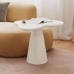 Table d'appoint au design irrégulier, petite table basse moderne, blanc, style minimaliste à l'extrémité ... Table d'appoint au design irrégulier, petite table basse moderne, blanc, style minimaliste à l'extrémité ...