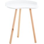D�coshop26 - table d'appoint design scandinave hauteur 54 cm en forme d'haricot en mdf blanc et pieds ...