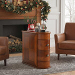 Table d'appoint �troite en bois, 2 tiroirs, bouts de canap� de salon, table de chevet design pour chambre, ...