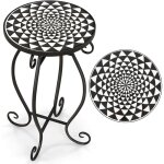 Table d'appoint exterieur jardin en mosaïque, table bistro ronde en carreaux de céramique résistant aux ... Table d'appoint exterieur jardin en mosaïque, table bistro ronde en carreaux de céramique résistant aux ...