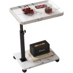 Sinbinta - table d'appoint en forme de c avec roulettes, table basse moderne rglable en hauteur, petite ...