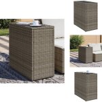 Vidaxl - table d'appoint de jardin avec dessus en verre gris rotin - table d'appoint jardin - table ext�rieure ...